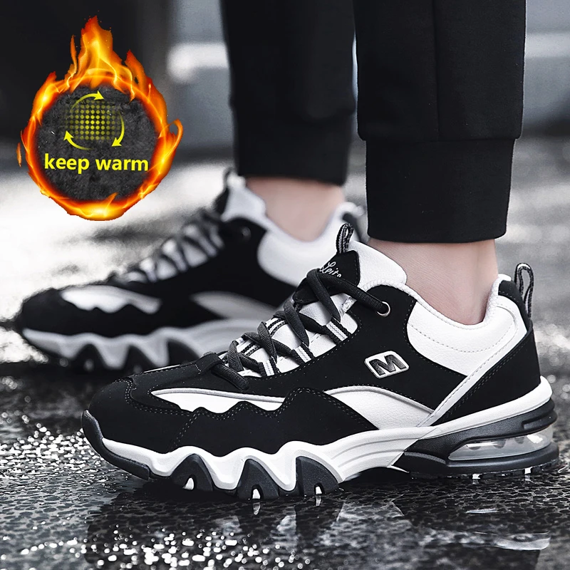 2019 новые зимние кроссовки мужские теплые меховые для бега водонепроницаемые