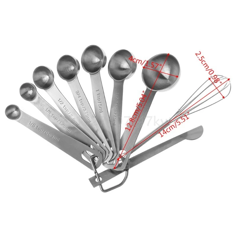 

9PCS/Set Measuring Spoons Scoop Measuring Cup Whisk Kitchen Scale Baking Cooking