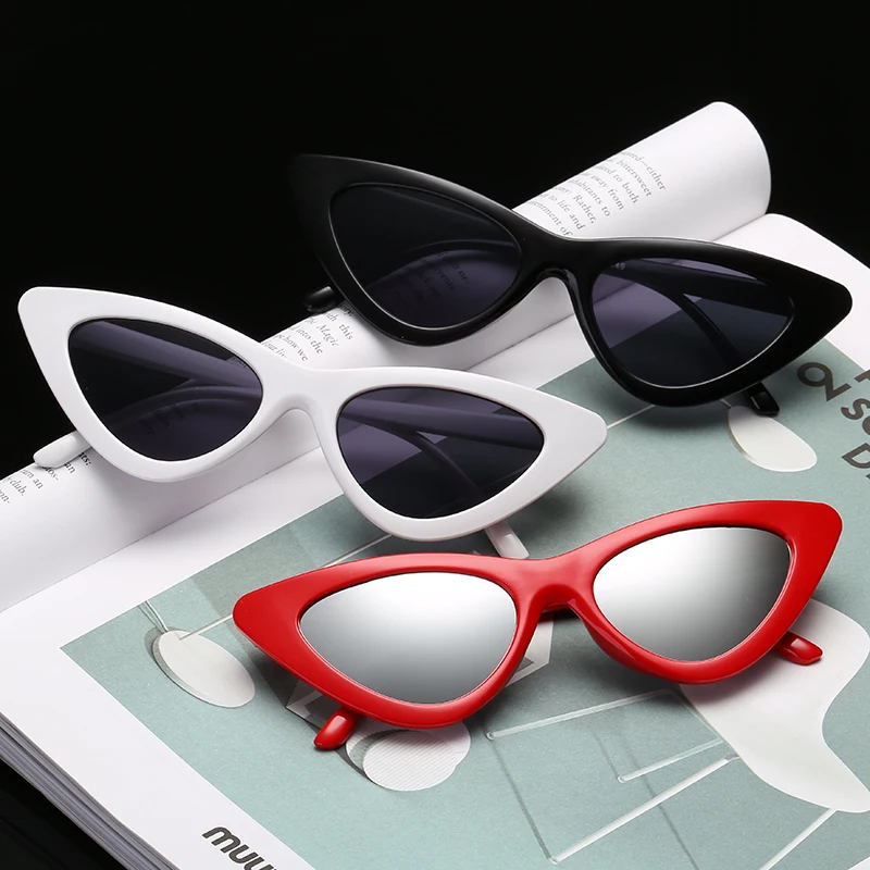 

Cat's Eye Sexy Sunglasses Cute Lady Sunglases Red and Black sunglass Mirror Frame Mercury Lens Transparent Color