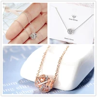hollow out ball necklace female pendant simple student short clavicle chain for women gift