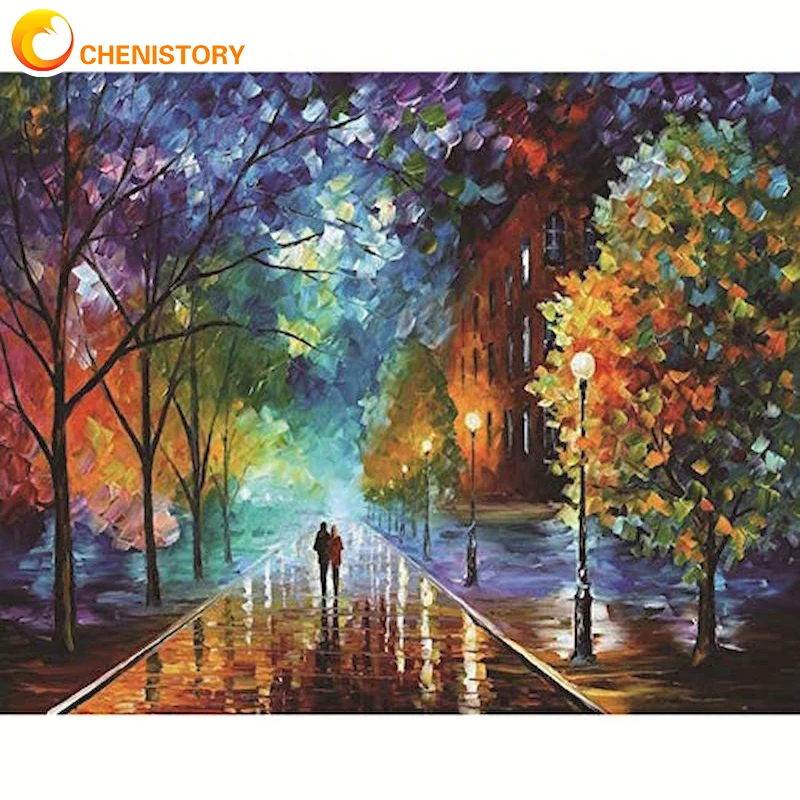 

CHENISTORY Coloring DIY Painting By Numbers Abstract Street Scene Lovers Canvas Pictures Oil Painting Living Room Wall Art Decor