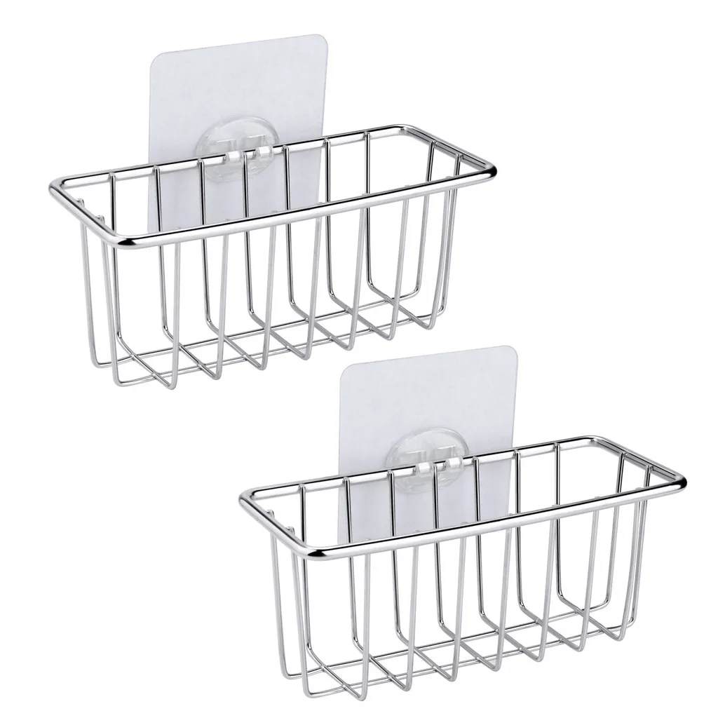 

Stainless Steel Sponge Holder 2Pcs Sink Drain Shelf Sponge Storage Organizer Dish Cloth Storage Rack Drain Dry Rack Holder