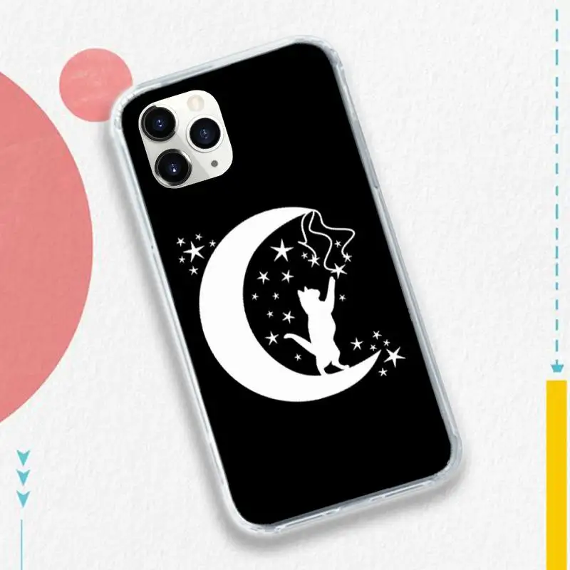 

Moon and black cat Art aesthetics Phone Case for iPhone 11 12 pro XS MAX 8 7 6 6S Plus X 5S SE 2020 XR