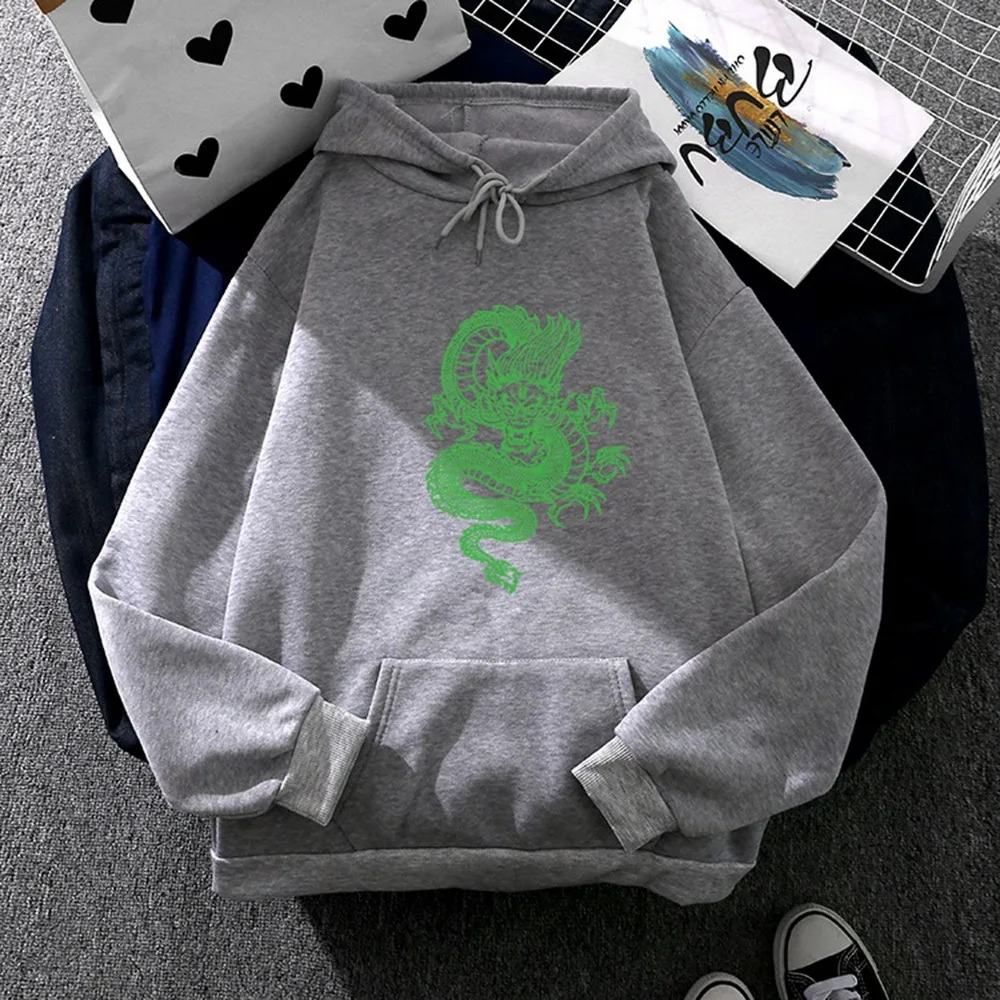Cool Oversized Women Hoodies 90s Dragon Print Sweatshirt Womens Autumn Spring Streetwear Hooded Pullovers Hip Hop Hoody Hoodies