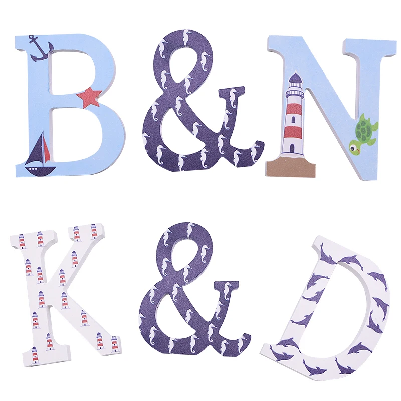 3D Деревянный Английский Буква синий морской лодка шаблон ПВХ Алфавит для DIY