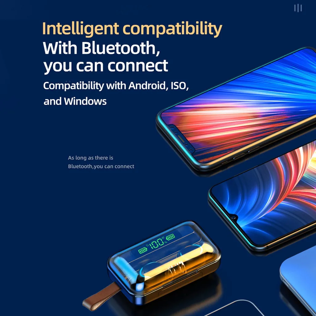 

Tws Bluetooth 5.0 Wireless Headset Headphone Led Display Earphones With Charging Box Headsets With Microphone