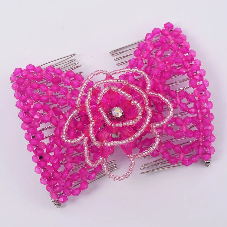 F Pink DIY женские эластичные Волшебные волосы инструменты для волос бусины коготь зажим аксессуары жемчужные расчески для волос производитель волос винтажная булочка прическа Мода - Цвет: F Pink