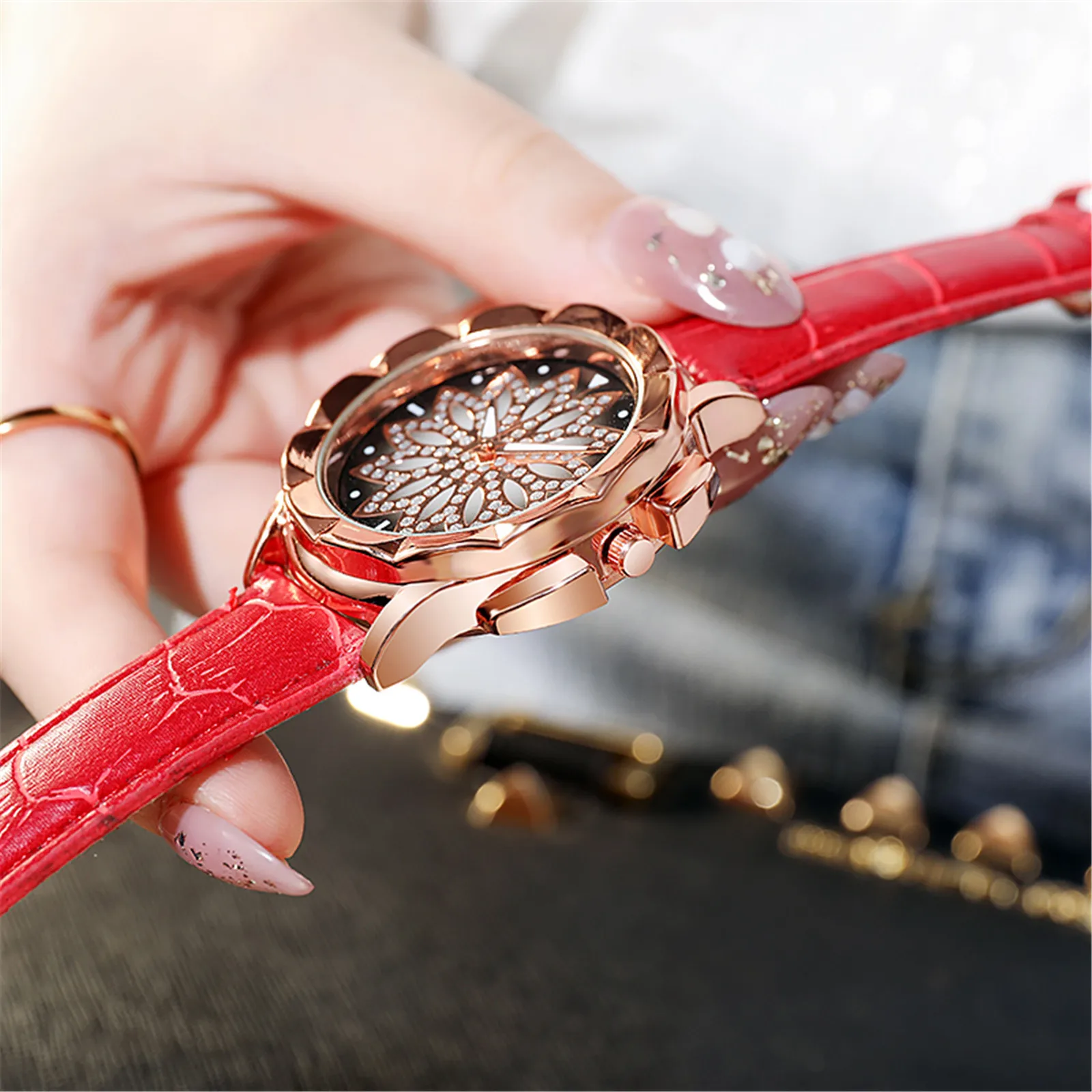 

Luxury Reloj mujer Quartz Watch For Women Fashion Florwer Dial Causal Female Charms Veins Bracelet Ladies Wristwatch Wholesales4