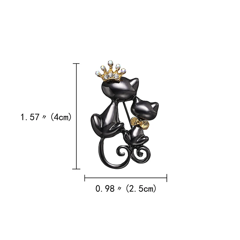 

Vintage Metal Crystal Couple Queen Cat Brooch Pin Women Mom Collar Pins Corsage Double Animal Brooch Badges Jewelry Accessories