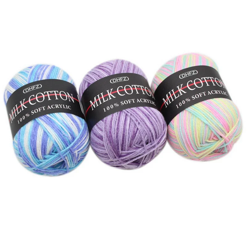 Вязание крючком молочная Мягкая Детская хлопчатобумажная шерстяная пряжа 50 г DIY