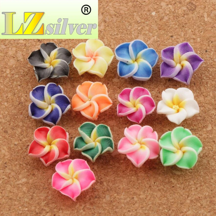 

12mm Colorful Polymer Clay Plumeria Flower Charm Beads Egg Flowers Lily Flower Jewelry Findings L3103 250pcs lot