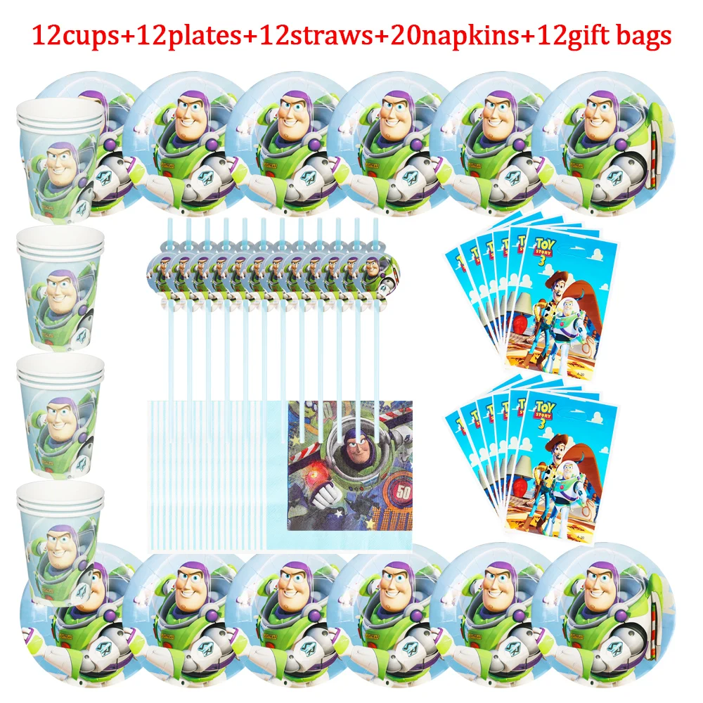 

68 Pcs Toy Story Theme Party Supplies Paper Cup Plate Napkin Baby Shower Child's Favorite Celebrate Scene Layout High Quality