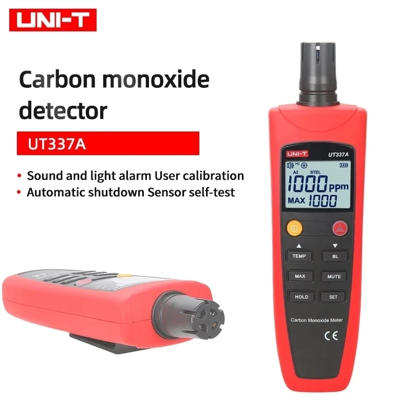 UNI-T UT337A тестер монооксида углерода газовый анализатор звуковой светильник вой сигнализации ЖК-дисплей светильник подсветкой монитор конце...