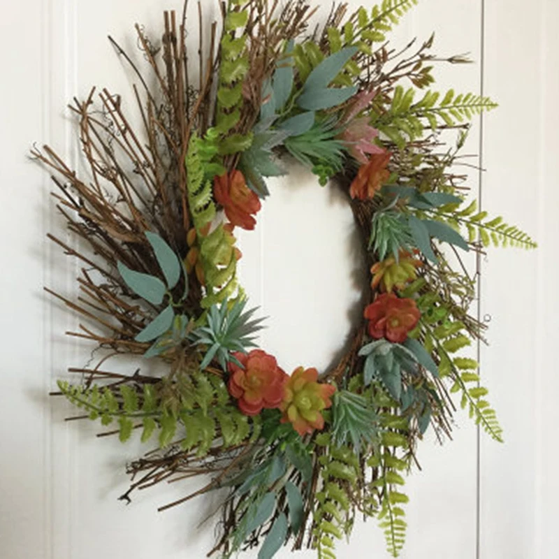 

NEW-Garland Artificial Wreath Home Door Wall Decor Prop Wedding Party Decoration