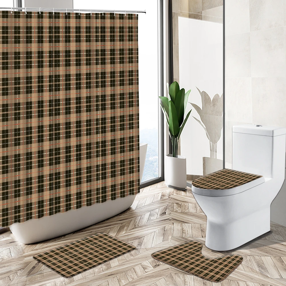 Современная простая сетчатая полосатая душевая занавеска в деревенском ретро