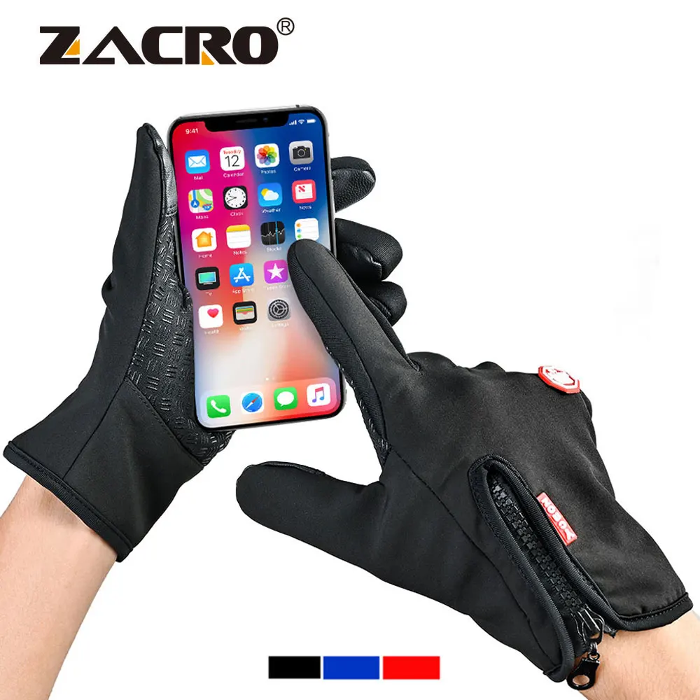 Zacro унисекс тачскрин зимние теплые велосипедные перчатки для катания на лыжах