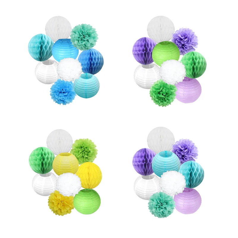 9 шт./компл. 15 см 30 зеленый синий набор круглые Висячие бумажные шаровые фонари