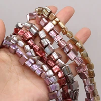 high quality natural shell beaded block shape shell loose beads for making jewelry diy necklace bracelet accessories 8x8 8x10mm