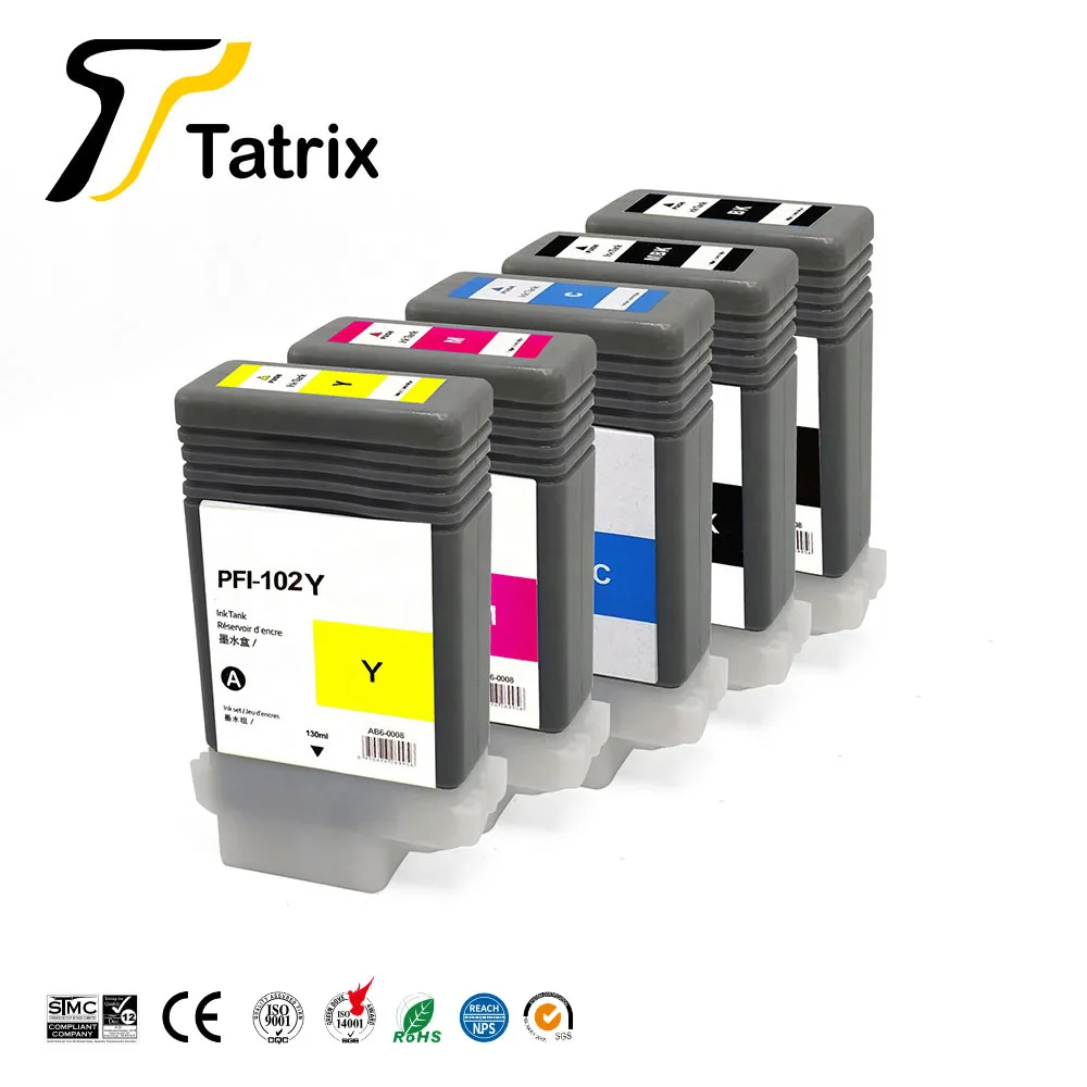 Tatrix PFI-102 PFI102 PFI 102 Премиум Цвет Совместимый струйный картридж для canon IPF500 IPF510 IPF610