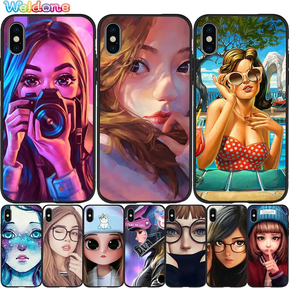 Модный милый красивый черный чехол для телефона с длинными волосами iPhone 11 Pro Max XS XR