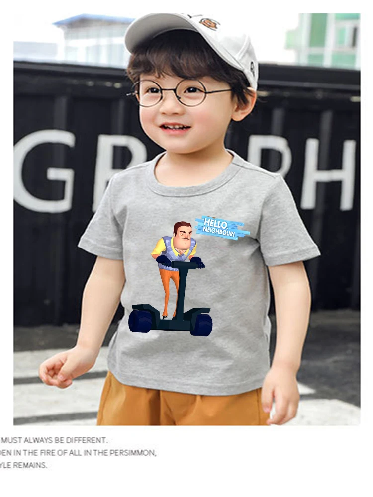 Топы для мальчиков с принтом Hello neighbor коллекция 2021 года детские футболки Детская