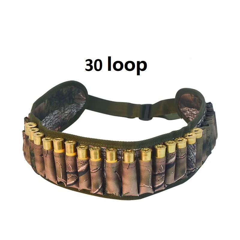 

Tactical Hunting Catridge Belt 30 Loops Camo Shell Bandolier Belt Gun Bullet Pouch Cartridge Waist Bag for Military