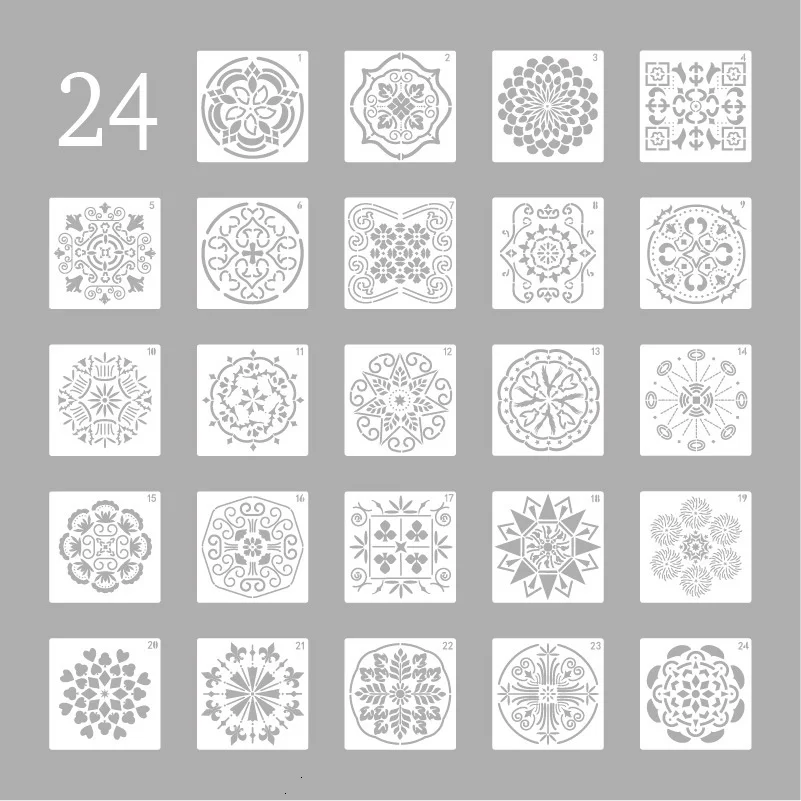 24 шт многоразовые Mylar мандалы Dotting трафареты для картин шаблоны инструменты DIY
