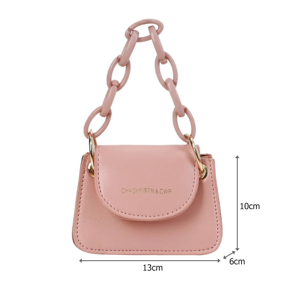 

Fashion PU Leather Crossbody Bags Women Acrylic Chain Mini Small Totes Pouch Lady Casual Flap Female Shoulder Messenger Handbags