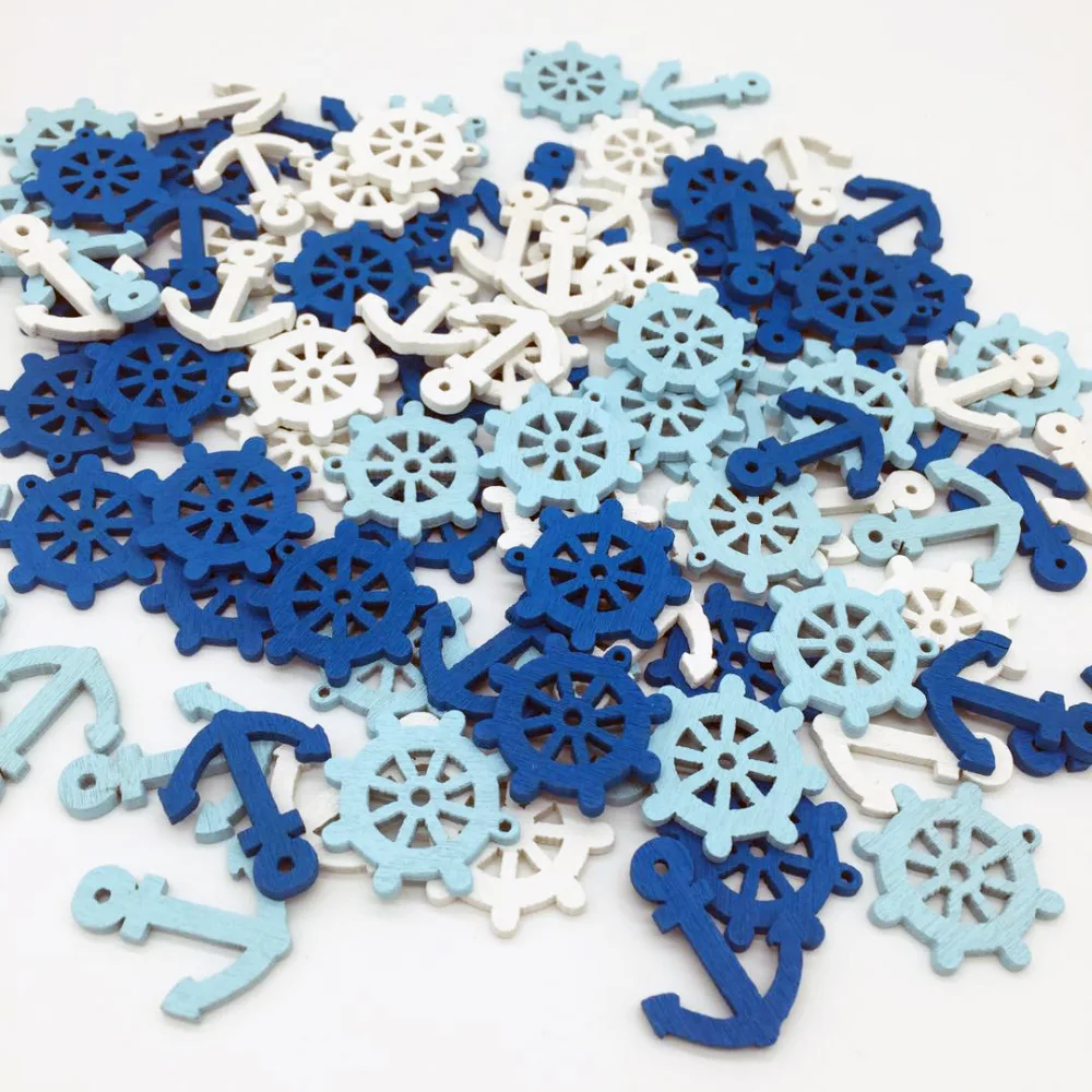 100 шт./лот DIY деревянный морской якорь колеса корабль скрапбукинга Украшение для