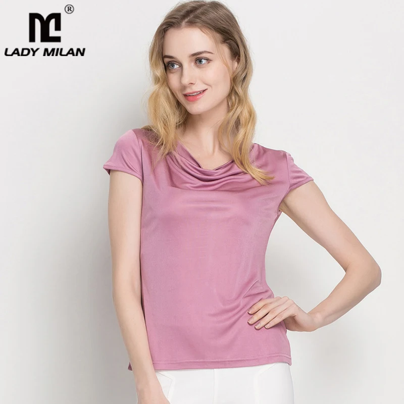 

100% натуральный шелк женская блузка с короткими рукавами, вязанный модная удобная летняя футболка для мальчиков топы, спасибо