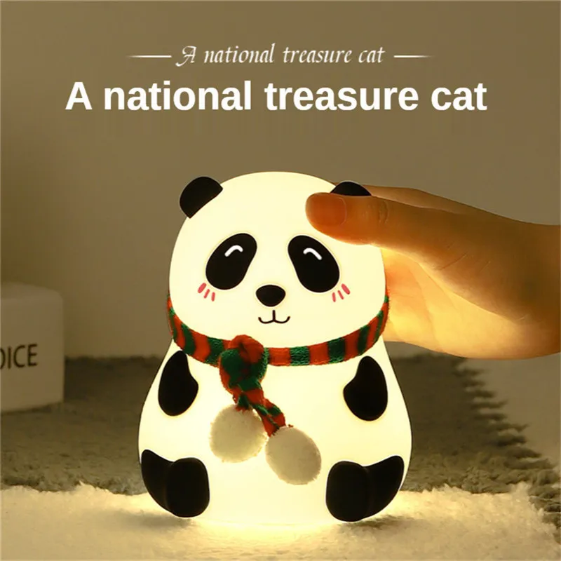 

Led Cartoon Silicone Lamp Panda USB Rechargeable Touch Sensor Colorful Silicone Lamp Bedroom Bedside Night Lights for Kids Rooms