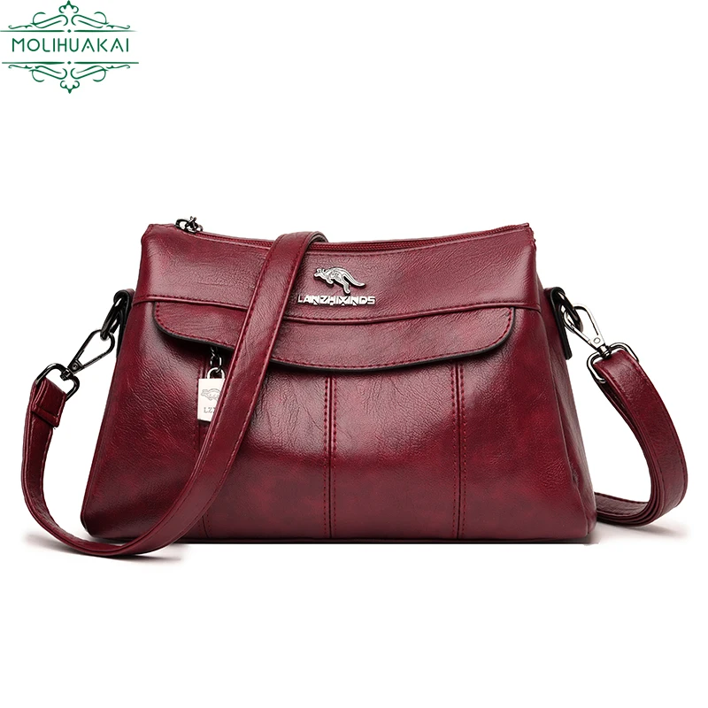 

High Quality PU Leather Brand Shoulder Bags Ladies Casual Large Capacity Handbag Girl Stylist Design Messenger Bag Sac A Main