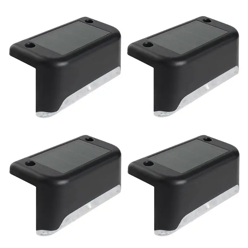 4pcs Black WW 4 шт. светодиодный Солнечный Путь лестничные огни наружное ограждение для сада настенная Ландшафтная лампа Ночной свет с питанием от солнечной панели перезаряжаемая Ni-MH батарея - Испускаемый цвет: 4pcs Black WW