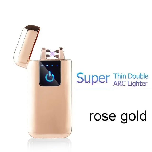 Супер тонкая Электронная зажигалка плазменная USB Зажигалка для сигарет курить может выгравировать логотип - Цвет: gold 1