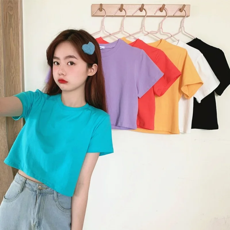 Базовое однотонное нижнее белье весна лето 2021 футболка с коротким рукавом