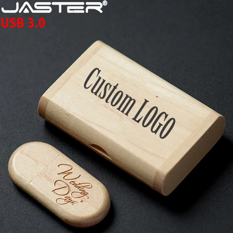 JASTER USB 3,0 высокоскоростной Логотип Деревянный+ коробка персональный логотип клиент pendrive 8 ГБ 16 ГБ 32 ГБ 64 Гб usb флеш-накопитель U диск
