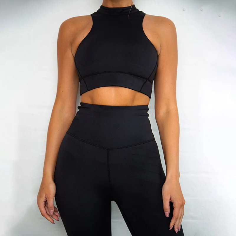 

Strapless Back Zipper High Elasticity Fluorescent Women Yoga Sport Vest Tights Suit