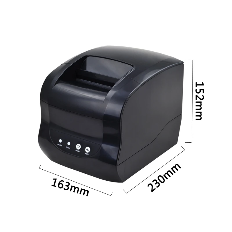 Принтер Xprinter XP 365B для наклеек чеков размер печати 20 80 мм формат QR кода термальный