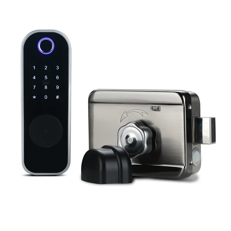 

RAYKUBE Fingerprint Door Lock Electronic smart homePassword Phone APP Unlock Support Tuya/Smartlife/TT Lock APP Metal Gate Hotel