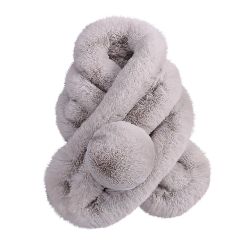 Женский зимний теплый шарф из искусственного меха однотонный толстый кроличьего