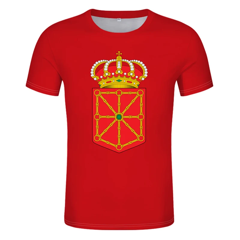 

Navarra Shirt Free Custom Made Name Number Pamplona T-shirt Print Flag Word Estella Olite Isaba Aribe Eilzondo Spanish Clothing
