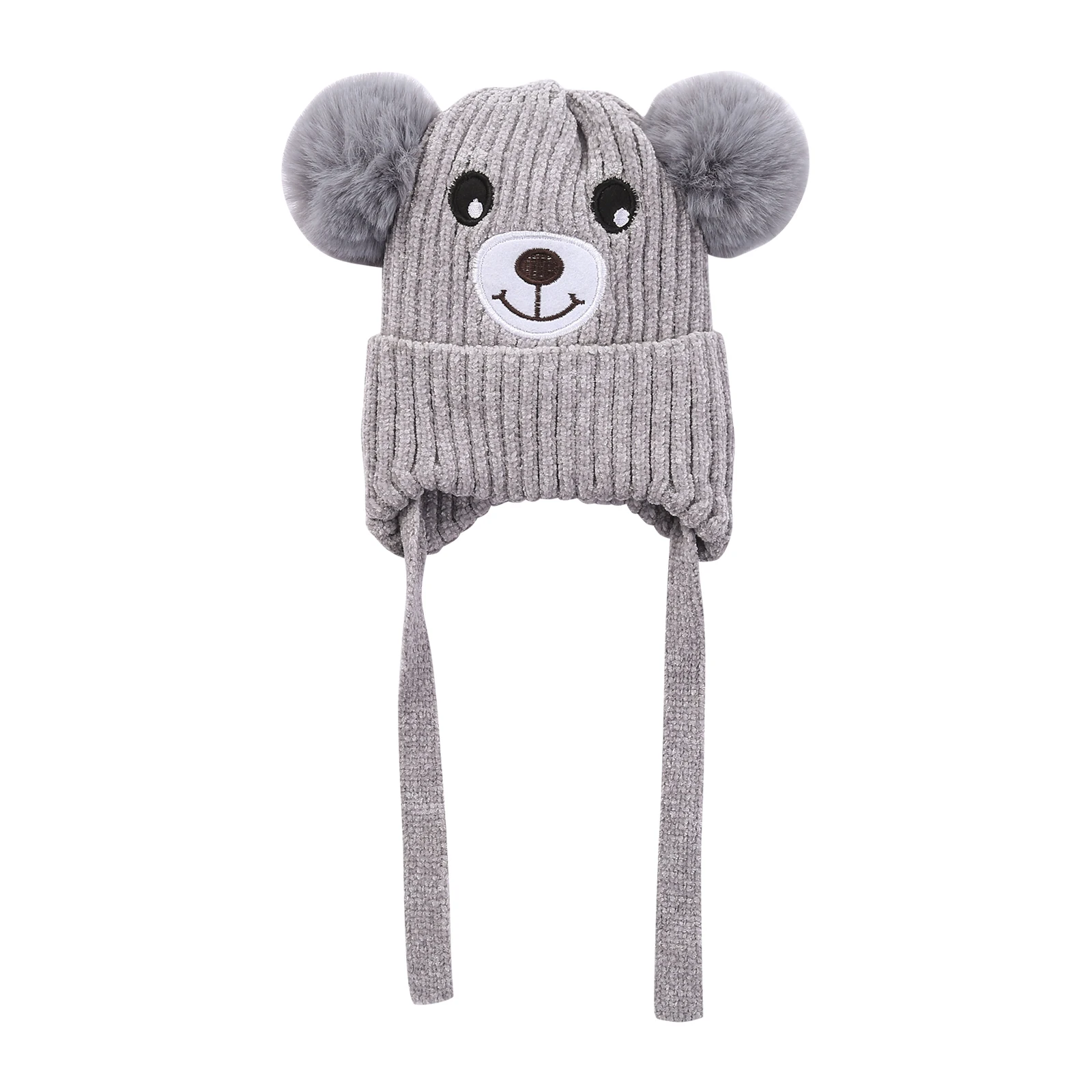 Вязаная шапка для новорожденных девочек и мальчиков детская теплая зимняя с