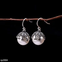 kjjeaxcmy boutique jewelry s925 sterling silver jewelry thai silver distressed handmade lady bead earrings indonesia style new