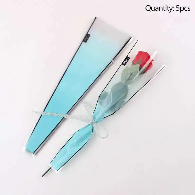 Light Blue 5 шт./партия, праздничная подарочная упаковка, упаковка цветов, одиночная Роза, ветка, Упаковочная Сумка для розового букета, Упаковка цветов - Цвет: Light Blue