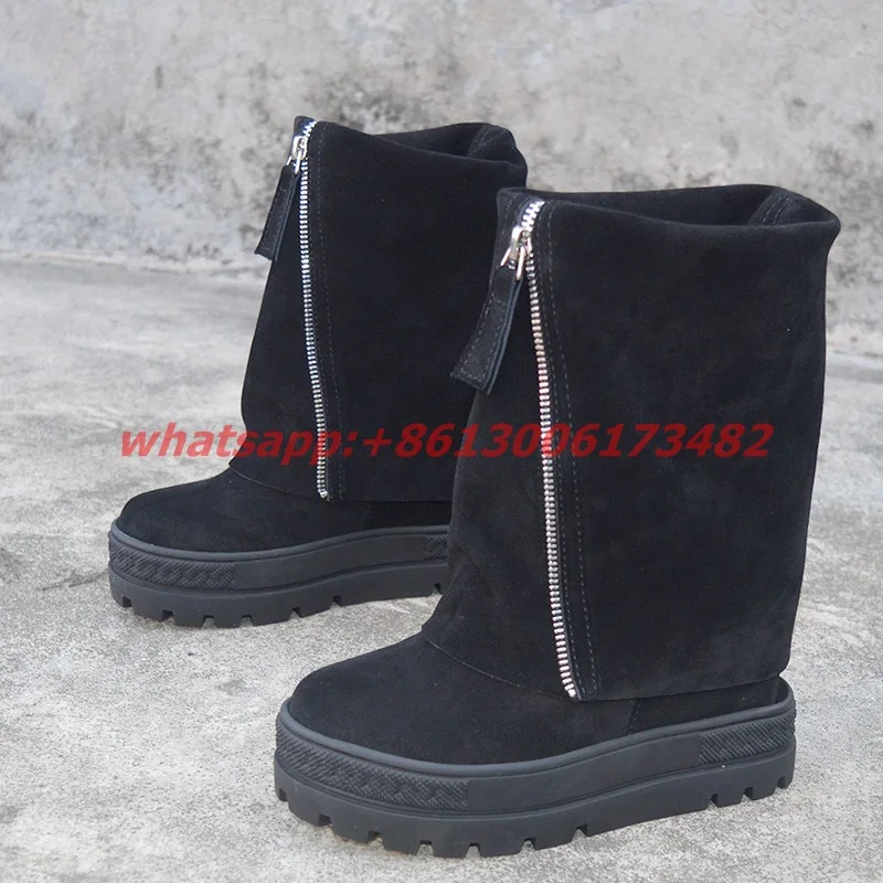 Женские ботильоны на платформе IG дизайнерские Брендовые с открытой молнией и