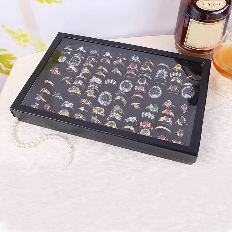 

Ring Jewelry Box Jewelry Rings Display Tray Velvet 100 Slot Case Box Jewelry Storage Box Hot New