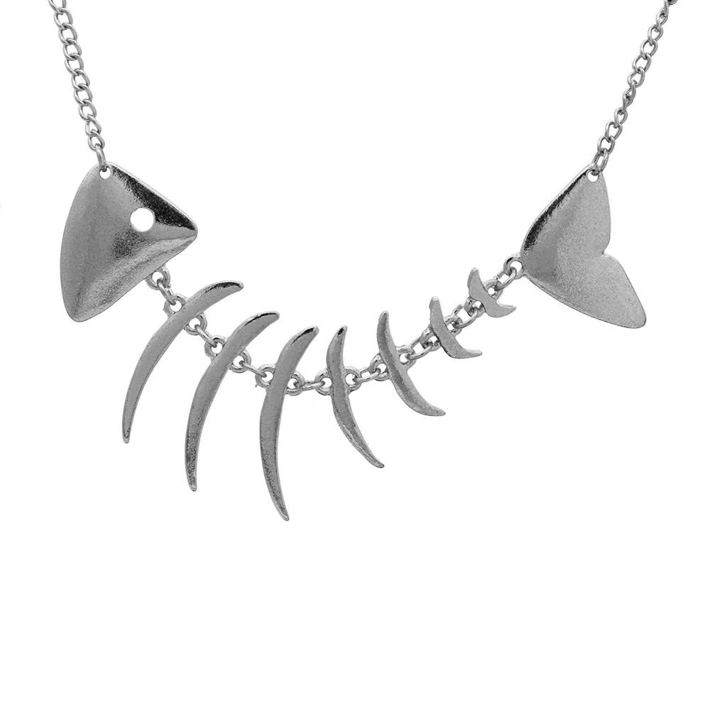 Silver Necklace Новинка, женские модные золотые, серебряные, черные ювелирные изделия, уникальные длинные серьги в виде рыбьей кости 4,", ED46 - Окраска металла: Silver Necklace