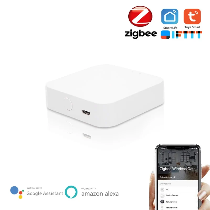 

Беспроводной хаб для умного дома Tuya ZigBee, хаб с голосовым дистанционным управлением через приложение, работает с Alexa Google Home Assistant