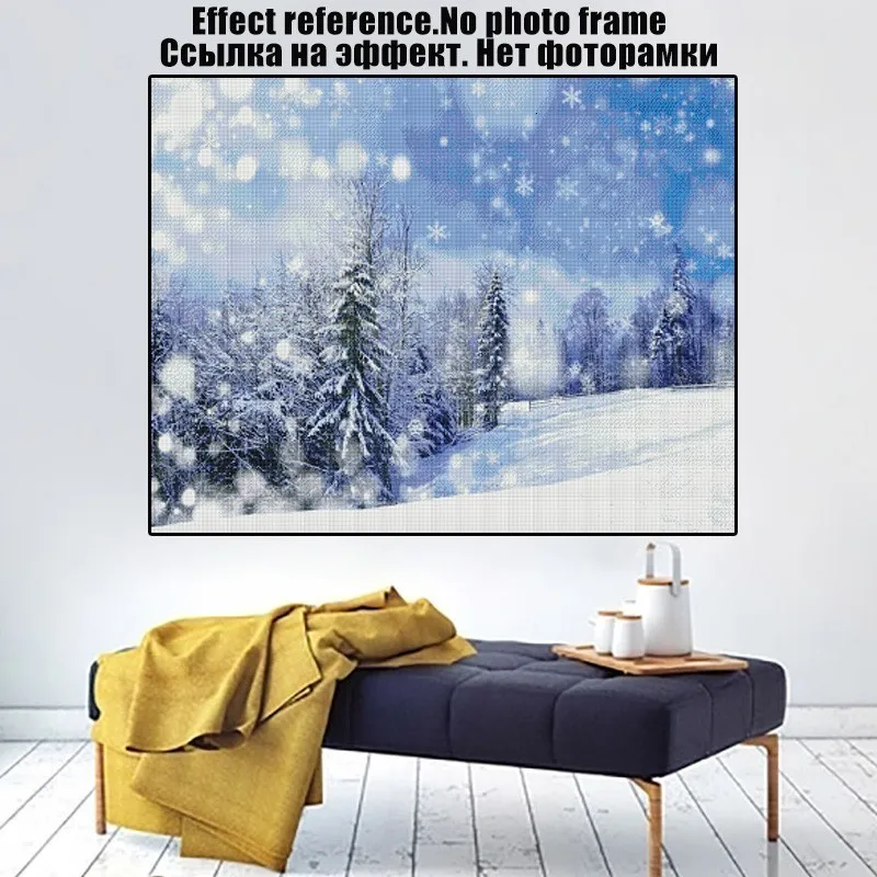 MIAODU, Алмазная мозаика, зимняя, 5D, сделай сам, алмазная живопись, пейзаж, сосна, полная квадратная картина, стразы, домашний декор, снежинка