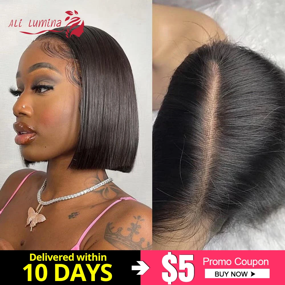 

Парик прямой короткий из 100% человеческих волос, парики натурального черного цвета 13x5x2, парик с застежкой от уха до уха, предварительно выщип...